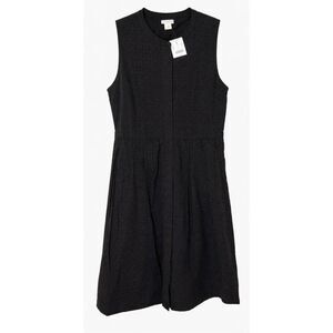 J.crew womens size 10 eyelet shift dress black button front elastic back